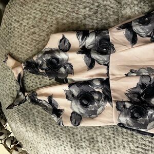 Floral Sleeveless Dress - Pink and Black